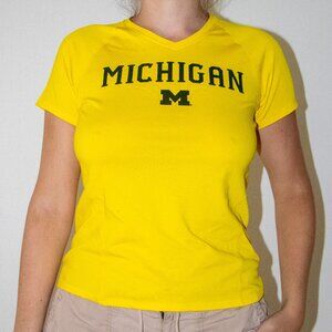 vintage adidas university of michigan athletic t-shirt in bright yellow